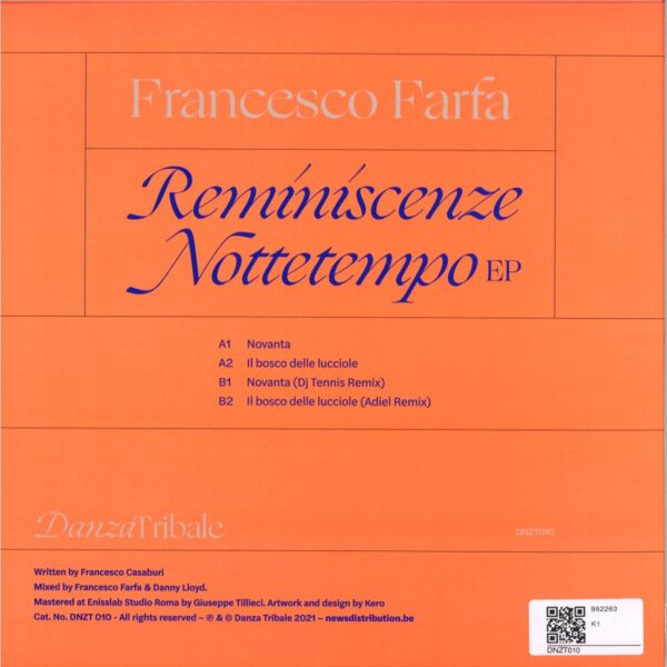 Francesco Farfa - Reminiscenze nottetempo EP Vinyl