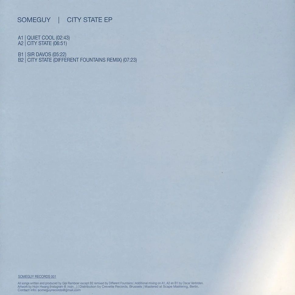 Someguy - City State EP (Vinyl) House Dub Techno Ambient Someguy Records – SG001