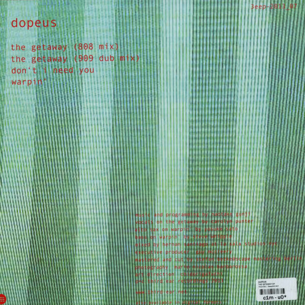 Dopeus - The Getaway EP (Vinyl) Deep House Third Ear Recordings – 3eep201307